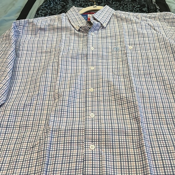 Wrangler George Strait Shirt Men XL White Blue Plaid Button Long Sleeve Western - Picture 7 of 8